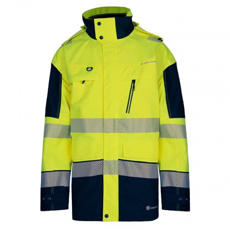 Beeswift BSDJTTSYN Deltic Hi-Vis Jacket Two-Tone Yellow Navy